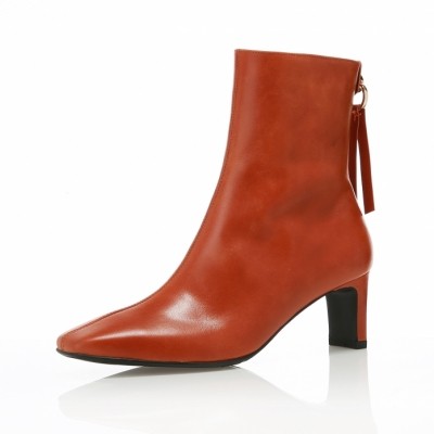 Square Toe Point Ankle Boots MD20FW1070-Tan Brown