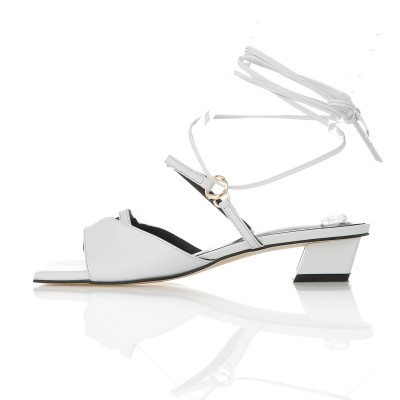 MD1084s  V Line Point lace-up Sandals-White