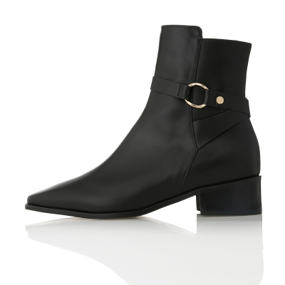 Cross Strap Point Ankle Boots- MD1087b Black