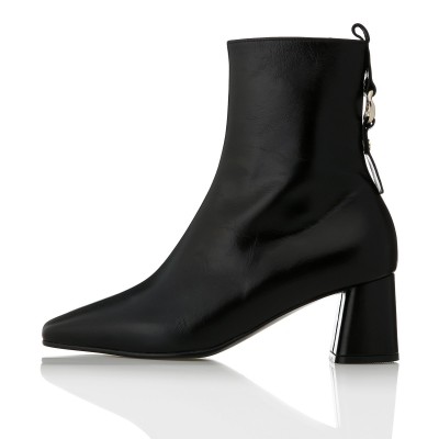 Ring Point Block Hill Ankle Boots- MD1088b Black