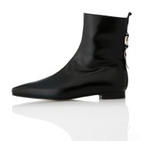 Ring Point Flat Ankle Boots-MD1089b Black