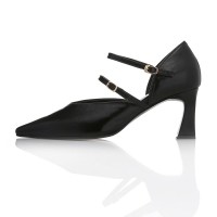 Pointed Toe Two Strap Pumps - MD1095p Black