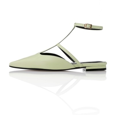 Pointed Toe Strap Flat  - MD1097f Lime